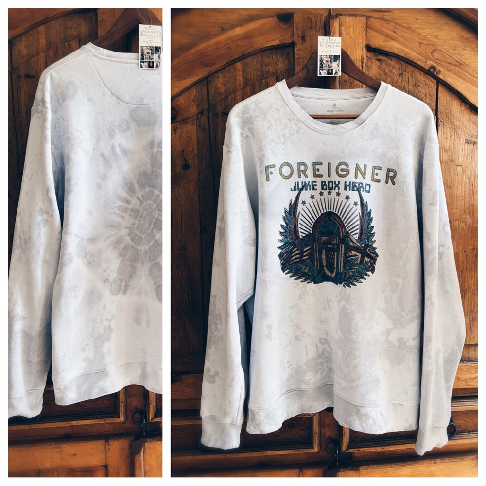 Sweatshirt Foreigner Sweatshirt Dip Dye Silver Wash - Picture 3 of 12